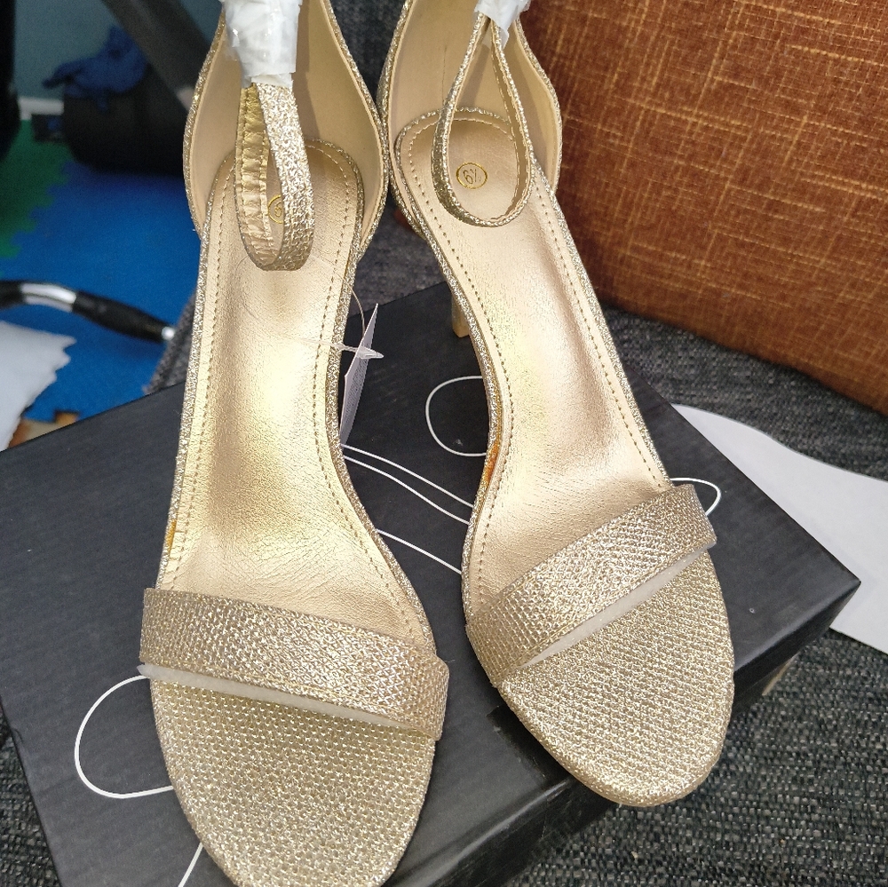 Elegant Gold Women’s Strappy High Heels